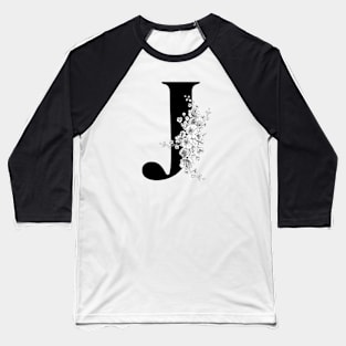 J alphabet Botanical cherry blossom sakura flowers Baseball T-Shirt